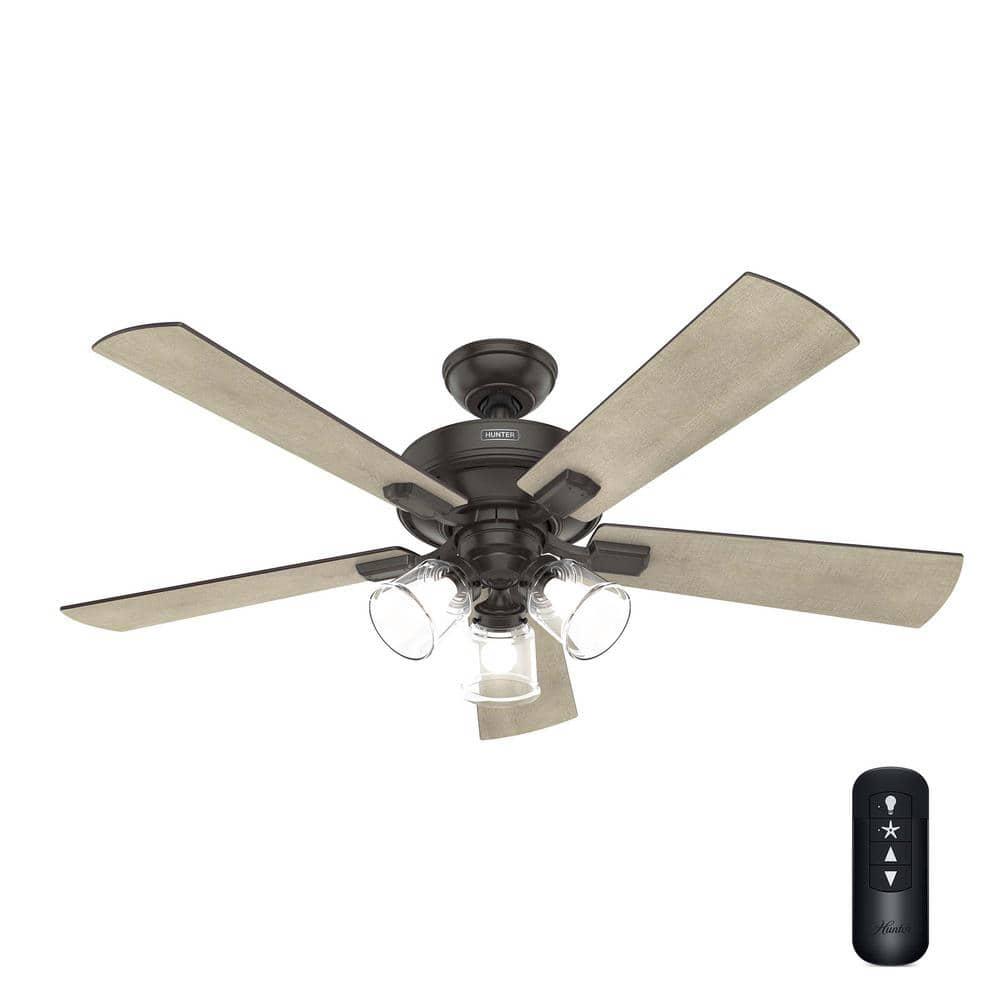 Hunter Crestfield 52 in Indoor Noble Bronze Ceiling Fan with Light Kit and Remote