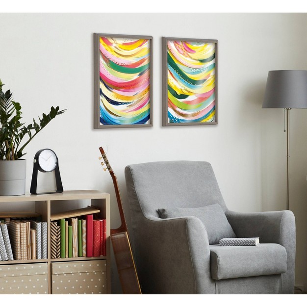 X 24 quot Blake Brushstroke 117 By Jessi Raulet Of Ettavee Framed Printed Glass Gray Kate amp Laurel All Things Decor