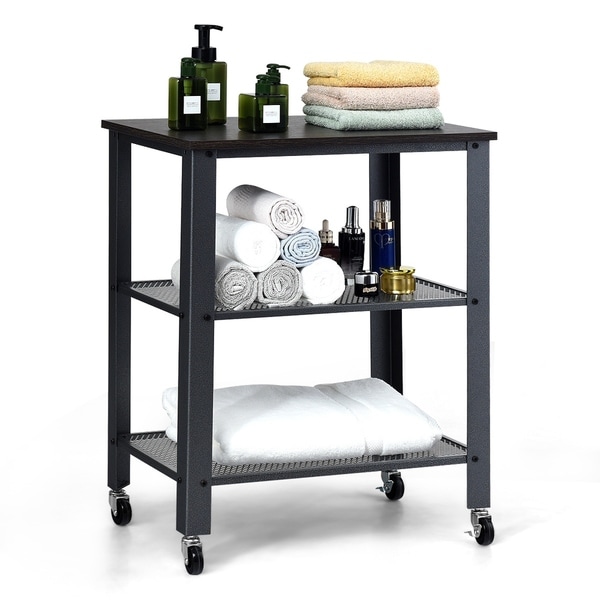 Industrial Coffee End Table Kitchen Utility Cart w/Wheels and Storage