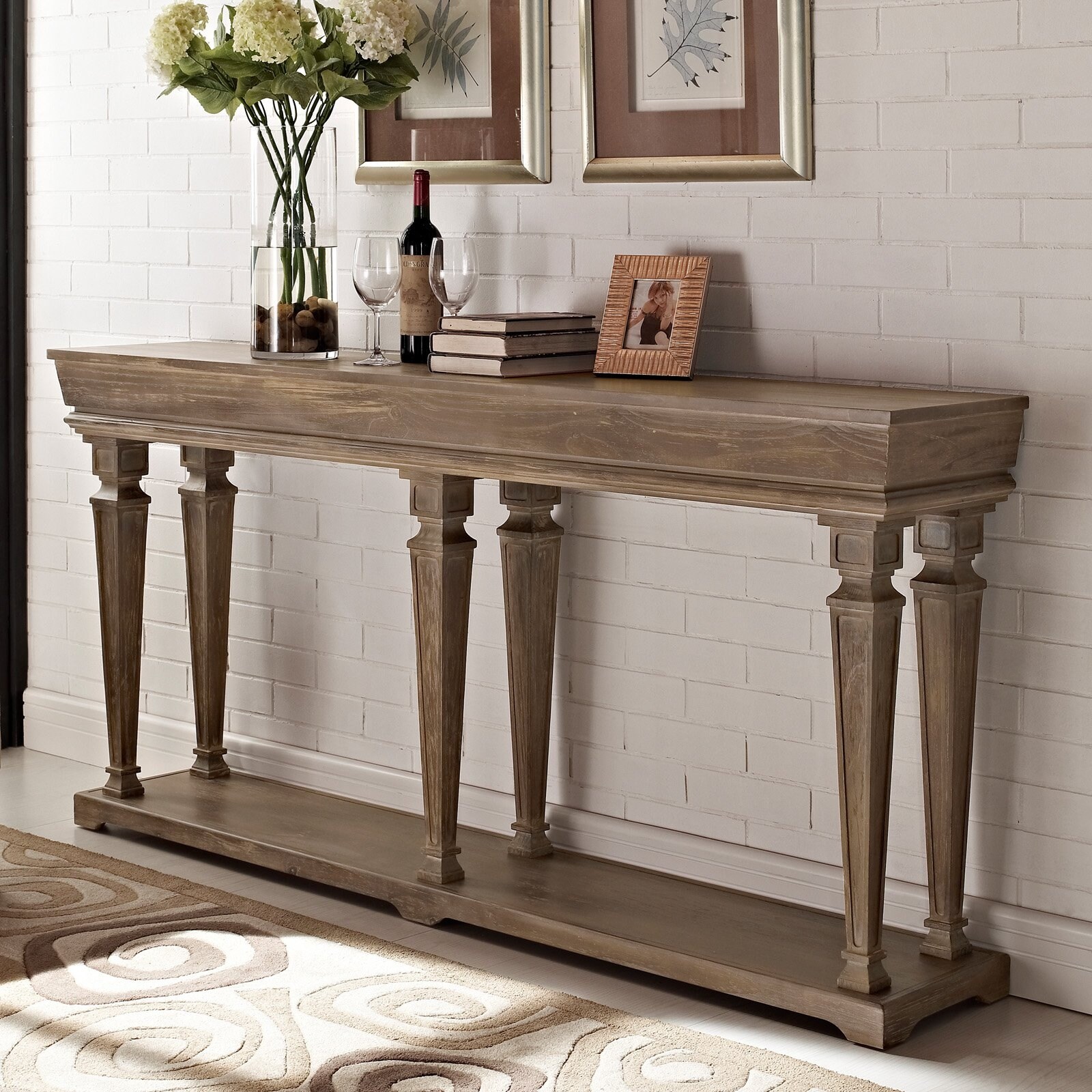 Benjamin Long Console Table， Weathered Driftwood