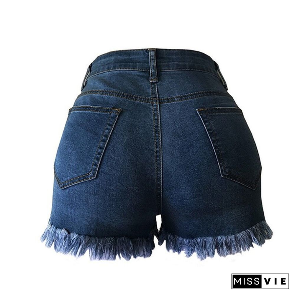 Fashion Women Summer Tassel Denim Shorts High Waist Jeans Short Ladies Skinny Slim Short Pants