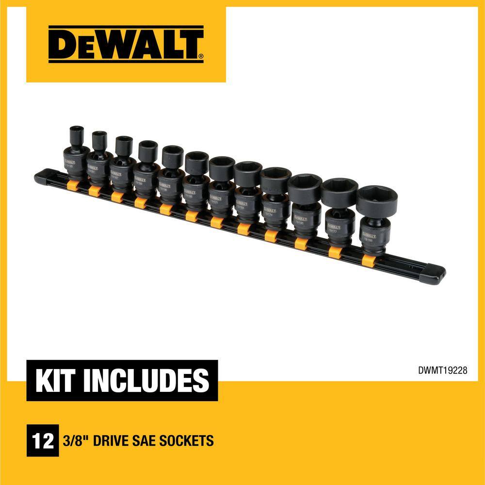 DW 38 in. Drive SAE Socket Set (12-Piece) DWMT19228