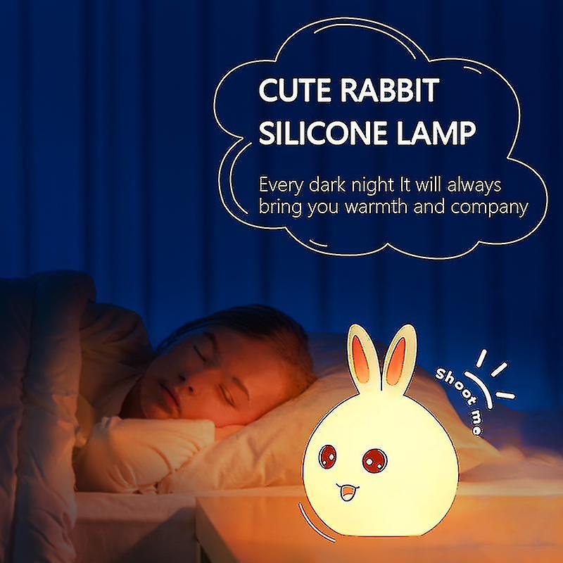 New Style Rabbit Lamp For Children Baby Kids Bedside Multicolor Silicone Touch Sensor Tap Control Led Night Light