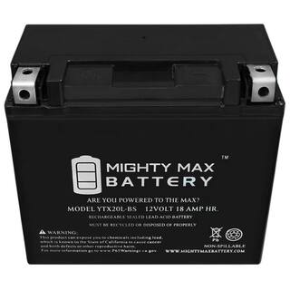 MIGHTY MAX BATTERY 12-Volt 18 Ah 270 CCA Rechargeable Sealed Lead Acid (SLA) Powersport Battery YTX20L-BS