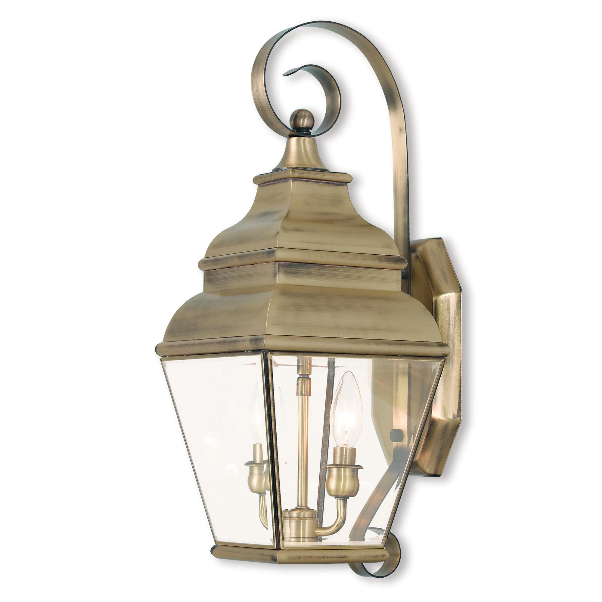 Livex Lighting Exeter Antique Brass Finish 2-light Outdoor Lantern Shopping - The Best Deals on Outdoor Wall Lanterns | 21168267