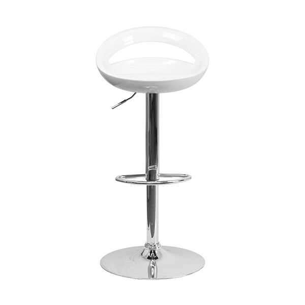 Contemporary Plastic Adjustable Height Bar Stool With Chrome Base