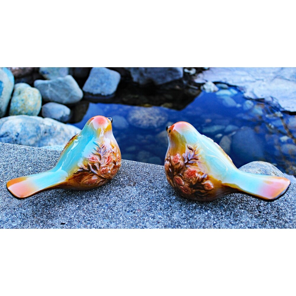 Set of 2 Ceramic Multi Colored Bird   3\