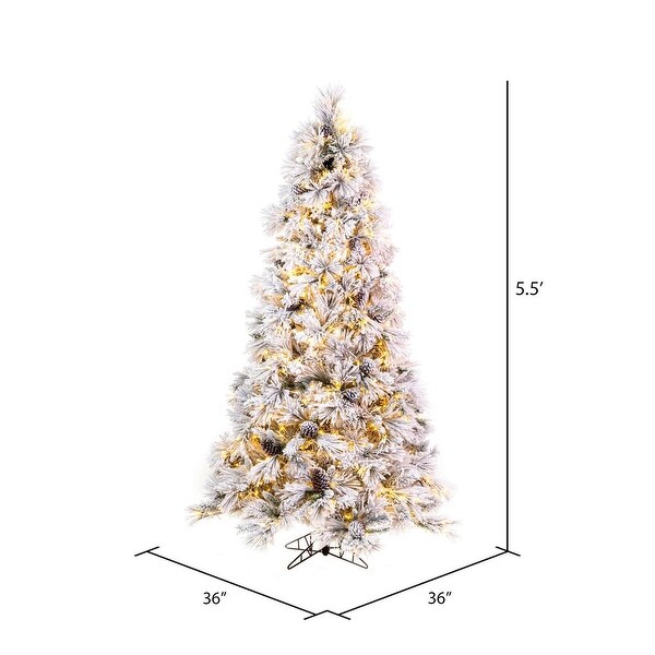 Vickerman 5.5' x 36 Flocked Atka Pine Artificial Christmas Tree，3mm LED Color Changing Lights