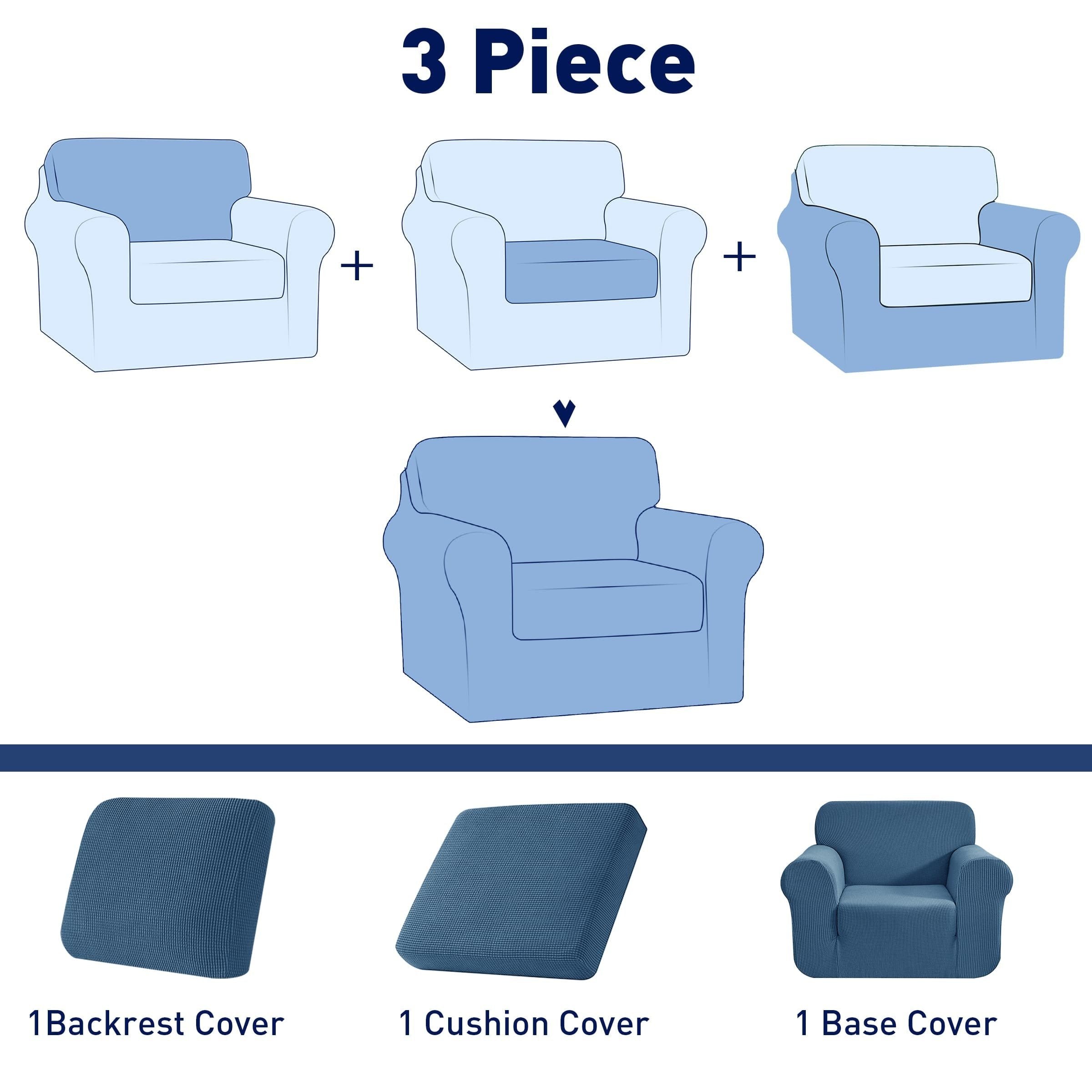 Subrtex 3-Piece Stretch Sofa Slipcover Sets with Backrest Cushion Cover and Seat Cushion Cover (Armchair, Sand)