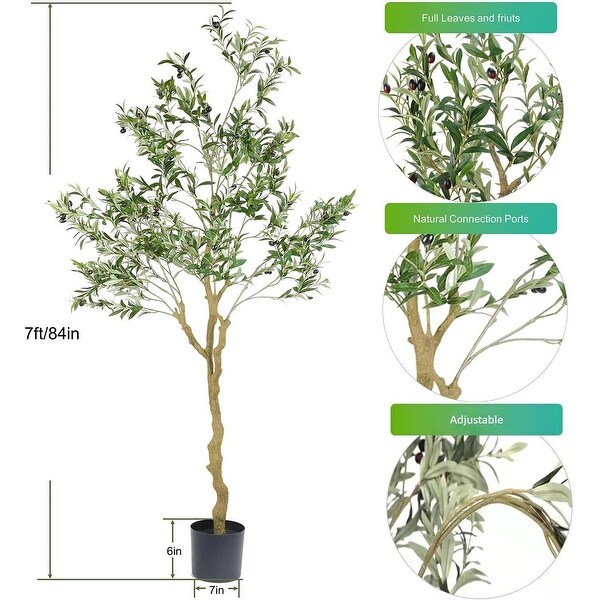 Tall Faux Olive Tree 7ft，Silk Artificial Indoor