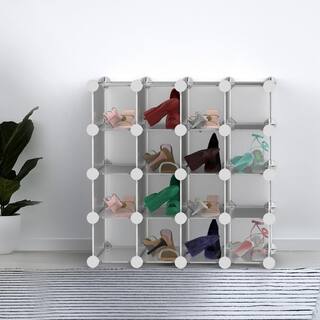 Lavish Home 29.5 in. H x 18.1 in. W x 30 in. D Metallic Metal 16-Cube Organizer HW0500039