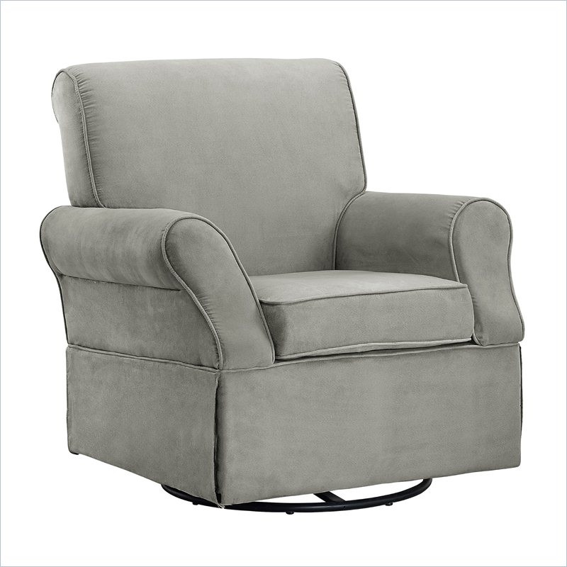 Home Square 2 Piece Swivel Nursery Glider and Ottoman Set in Gray   Transitional   Gliders   by Homesquare  Houzz