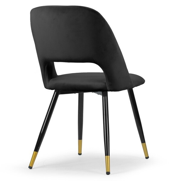 Set of 2 Ania Black Velvet Dining Chair with Golden Accented Legs