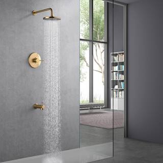 Ultra Faucets Kree Single Handle 1-Spray Tub and Shower Faucet 1.8 GPM with Pressure Balance in. Brushed Gold (Valve Included) UF78308R