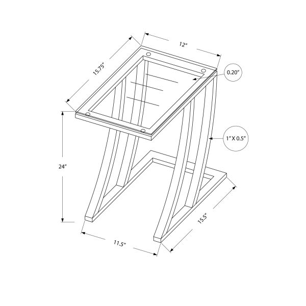 Accent Table， C-shaped， End， Side， Snack， Living Room， Bedroom， Tempered Glass， Grey Metal， Contemporary， Modern