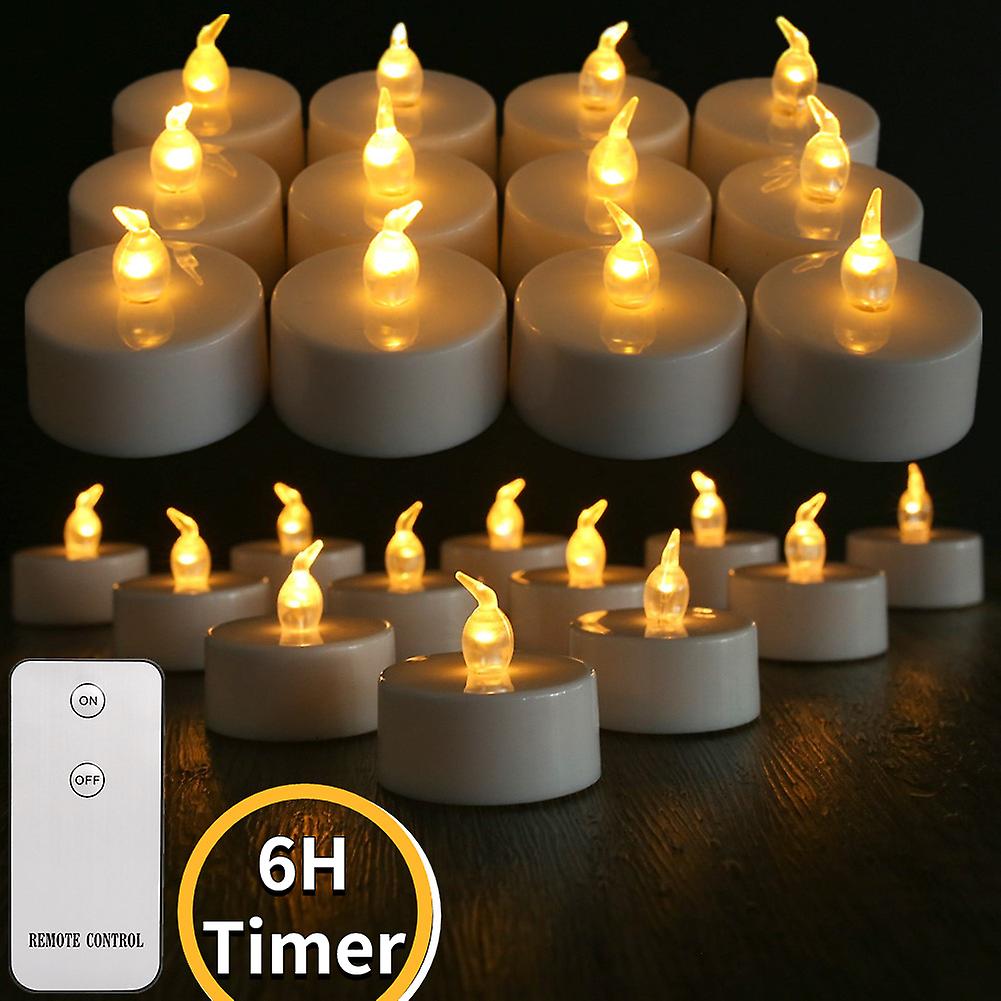 Flameless Flickering Tea Lights Led Candles With 6 Hours Cycle Autotimer / Remote Control Battery Operated Electronics Tealights