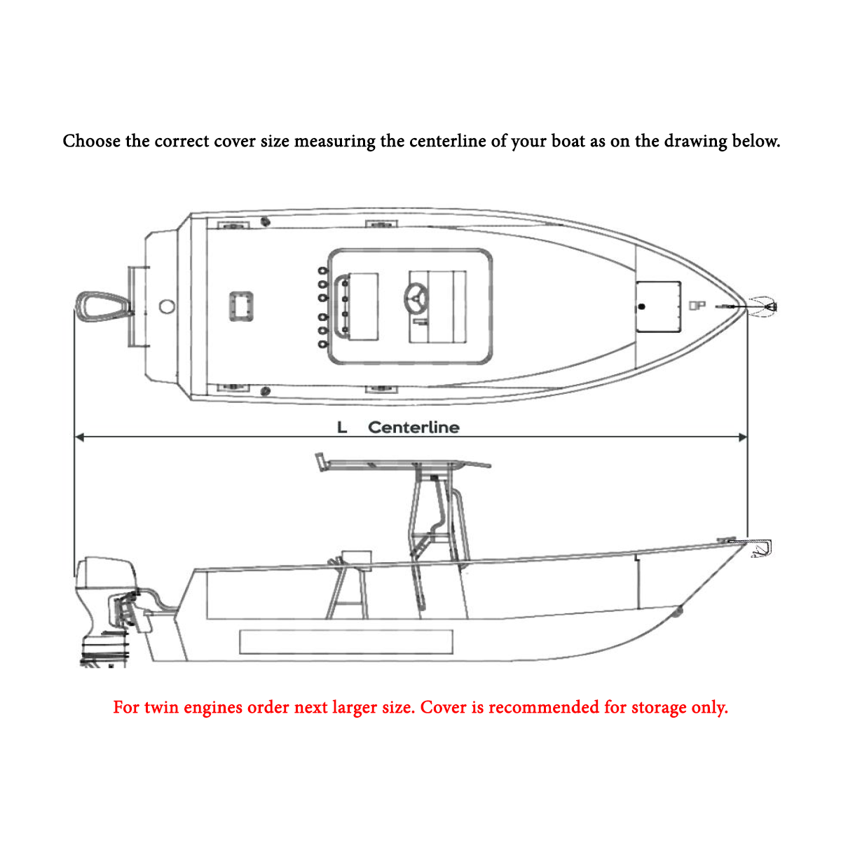 Oceansouth Heavy Duty Cover for T-Top Boat - 25ft7in to 26ft6in - 102in Width - Waterproof - Sun Protection