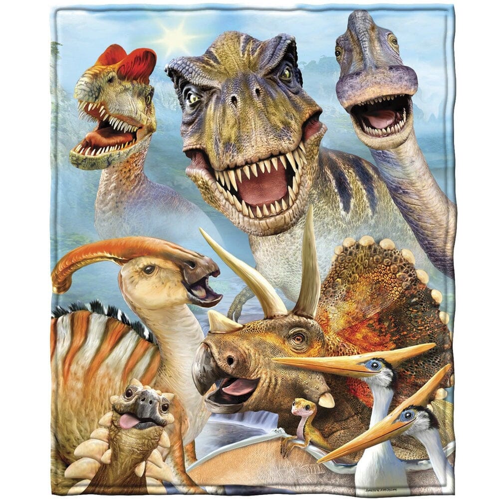 Dinosaurs Selfie Super Soft Full/Queen Size Plush Fleece Blanket