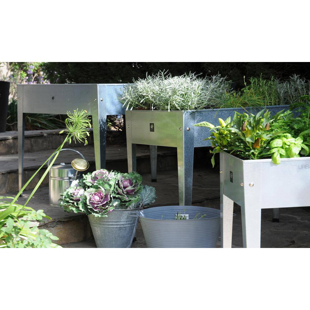 Herstera Urban Planter 39.3 in. L x 15.7 in. D x 33 in. H Silver Galvanized Steel Raised Planter HER2000