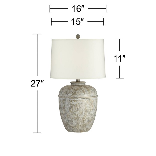 Tall Jug Farmhouse Rustic Country Cottage Table Lamps Set Of 2 Mottled Stone Finish Living Room Bedroom Bedside Cream Shade