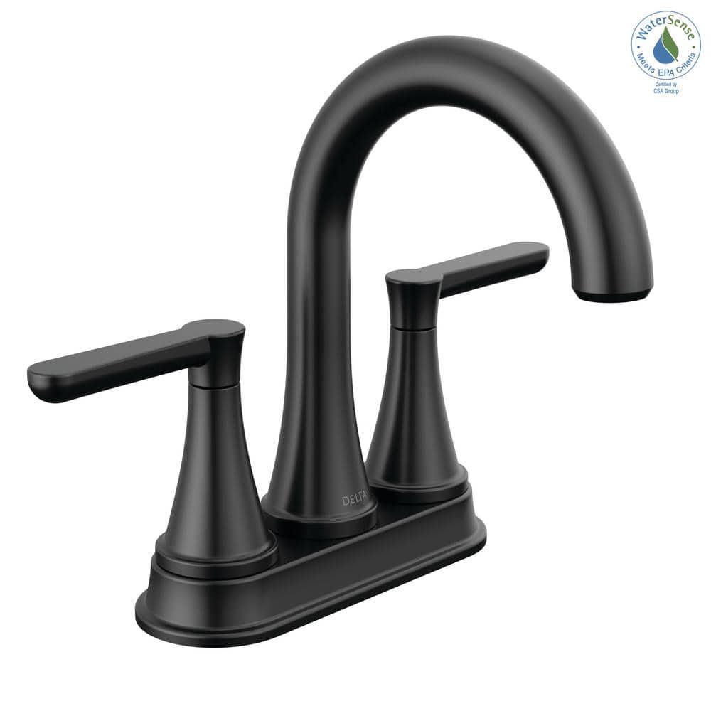 Delta Greydon 4 in Centerset Double Handle Bathroom Faucet in Matte Black