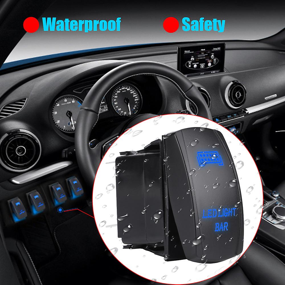 12v 24v Waterproof 5 Pin Led Light Bar  Rocker Switch Spst On Off For Car Boat Truck Blue