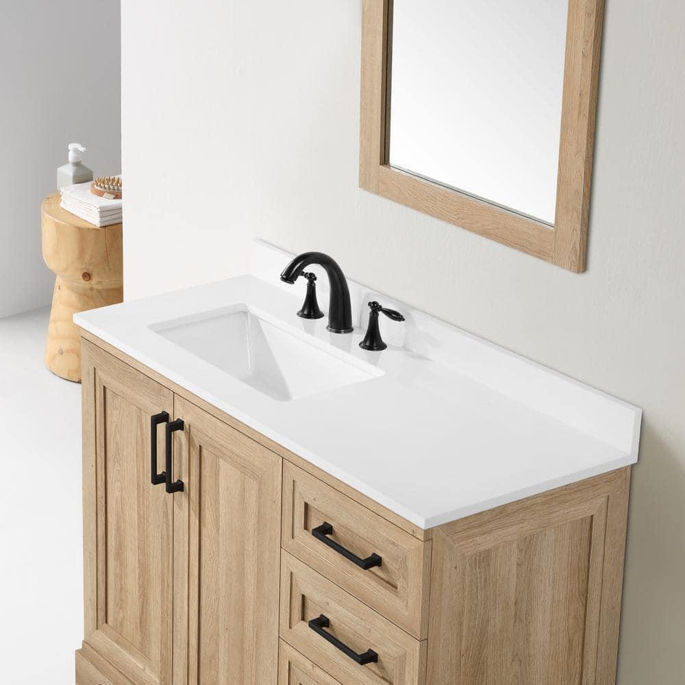 Glacier Bay Sinita 42 in W x 19 in D 3450 in H Bath Vanity in Natural Oak with White Cultured Marble Top