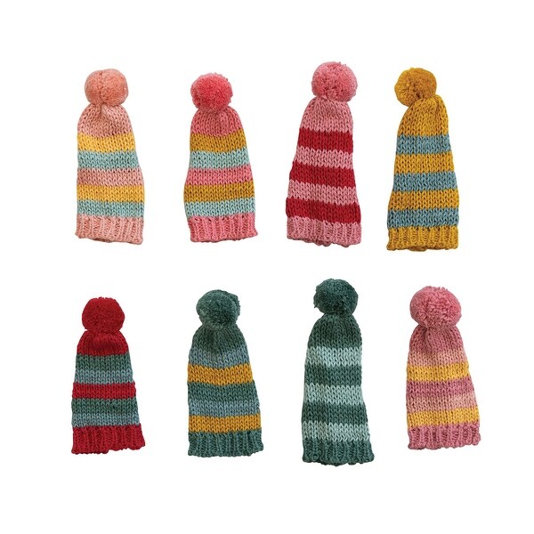 Cotton Knitted Hat Bottle Topper，Set of 8