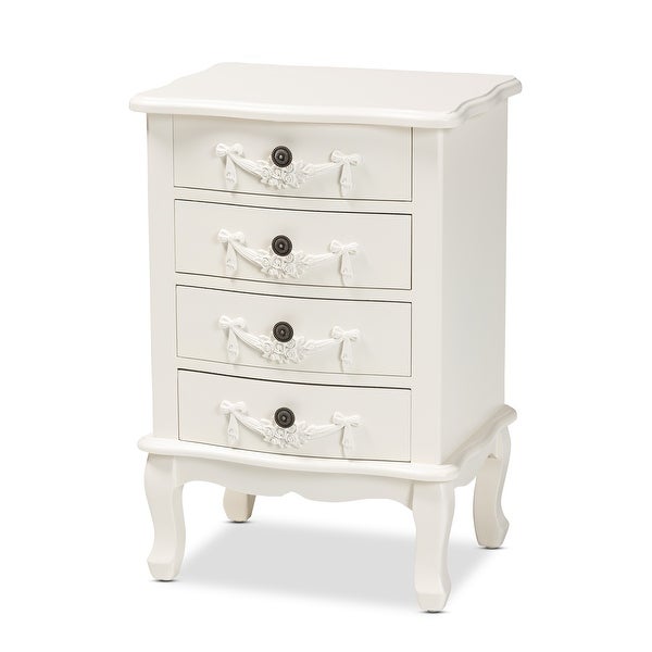 Baxton Studio Callen Classic and Traditional White Finished Wood 4-Drawer End Table - - 35864800