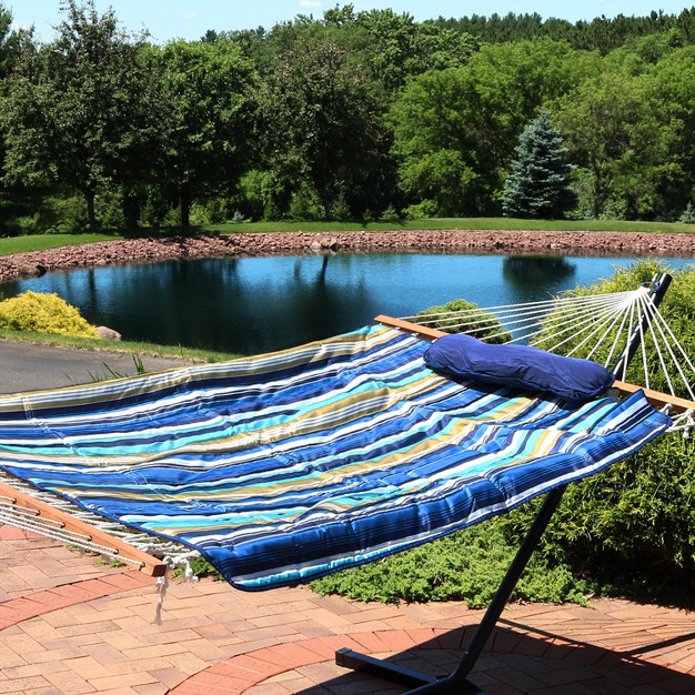 Sunnydaze Outdoor Weather resistant Polyester Quilted Hammock Cushion Pad And Hammock Pillow