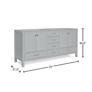 ARIEL Cambridge 72 in. W Vanity Cabinet Only in Grey A073D-BC-GRY