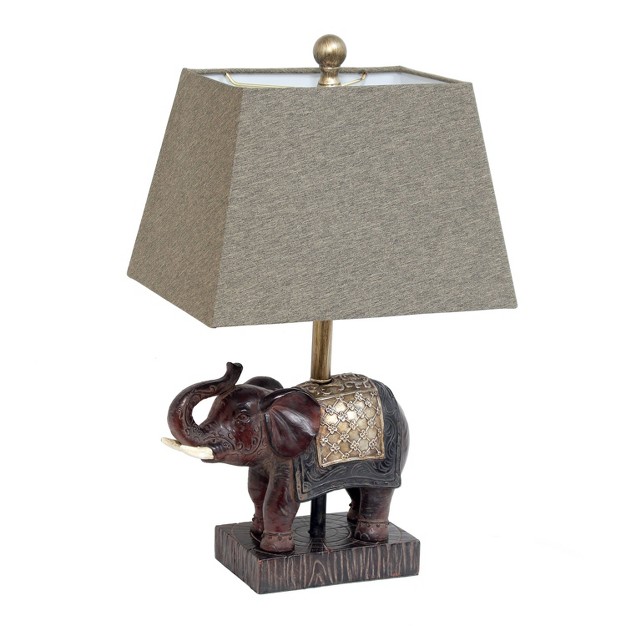 Elephant Table Lamp With Fabric Shade Brown Lalia Home