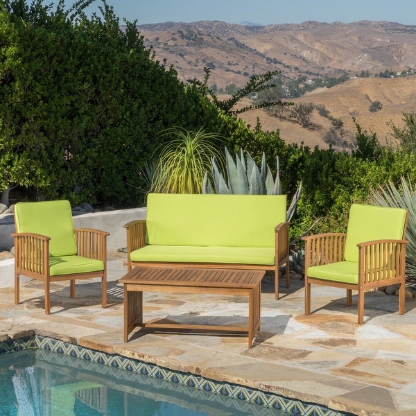 Carolina 4piece Outdoor Acacia Sofa Set by Christopher Knight Home