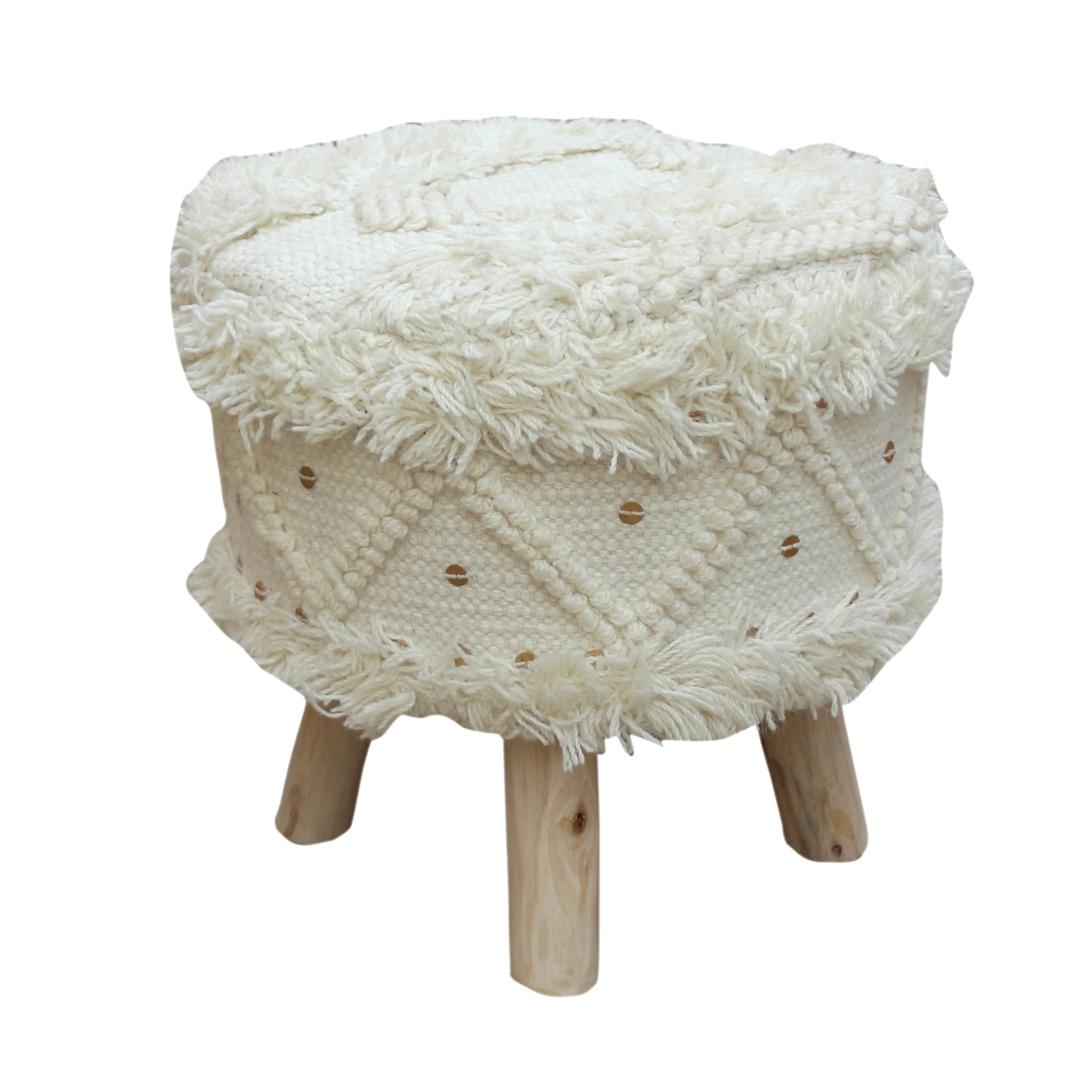 Edene Handcrafted Boho Fabric Stool with Metal Accents