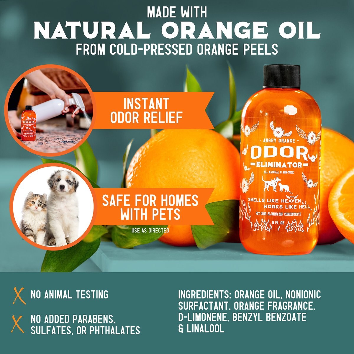 Angry Orange Pet Odor Eliminator Concentrate， 8-oz bottle