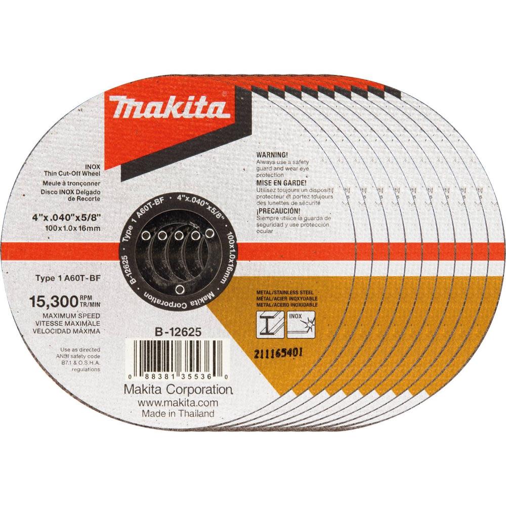 4 in. x .040 in. x 5/8 in. Thin INOX Cut-Off Wheel (10-Pack) ;