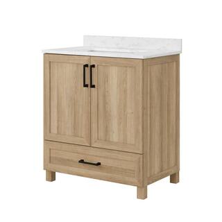 Glacier Bay Tobana 30 in. W x 19 in. D x 34.50 in. H Bath Vanity in Weathered Tan with White Cultured Marble Top Tobana 30NO