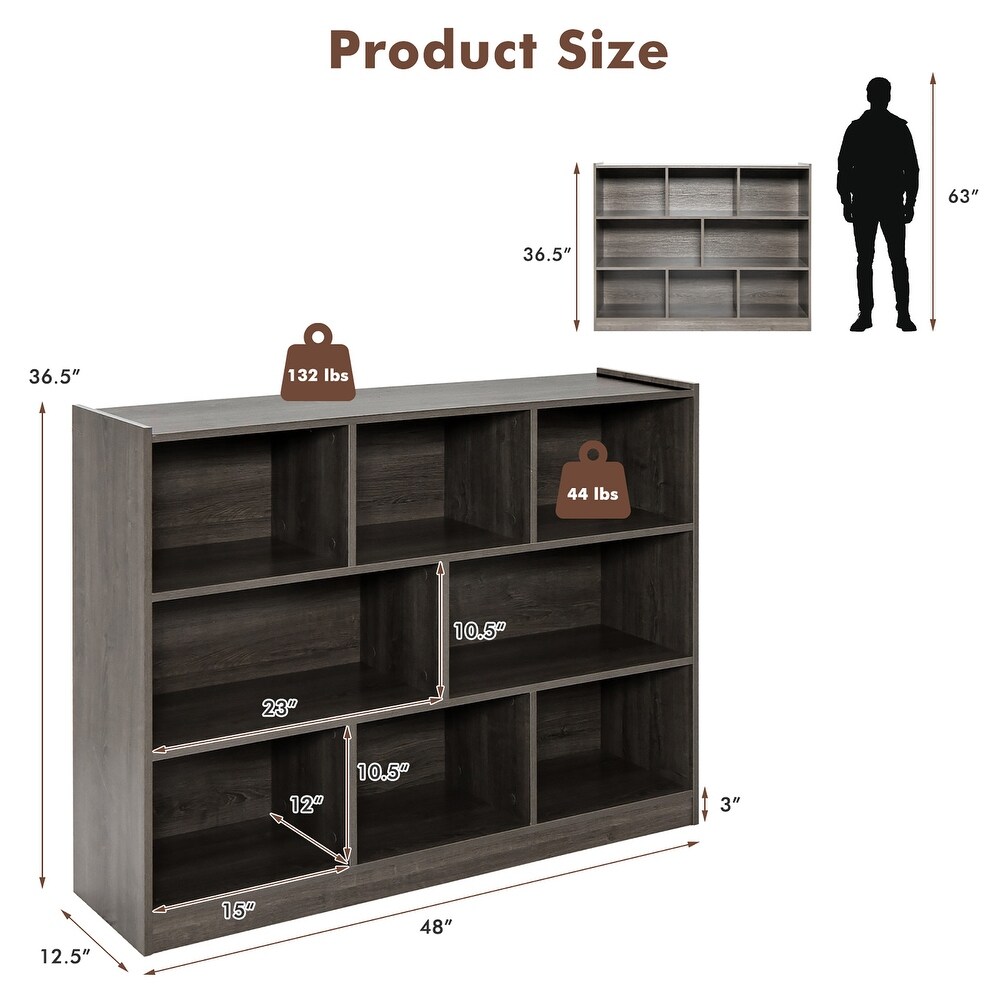 3 Tier Open Bookcase 8 Cube Bookshelf Storage Display Cabinet