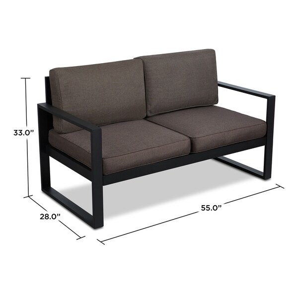 Baltic Outdoor Love Seat in Black by Real Flame