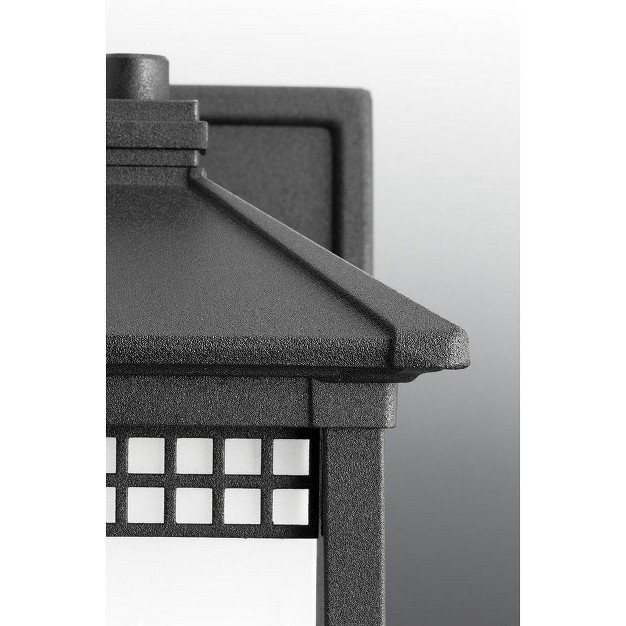 Progress Lighting Merit 1 light Outdoor Wall Lantern In Black With Square Etched Glass Shade