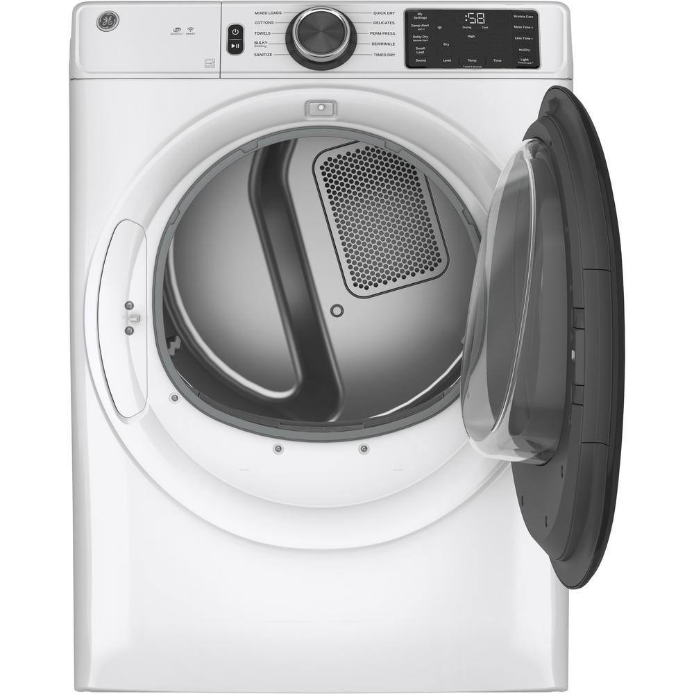 GE 7.8 cu. ft. Smart Front Load Gas Dryer in White with Sanitize Cycle ENERGY STAR GFD55GSSNWW