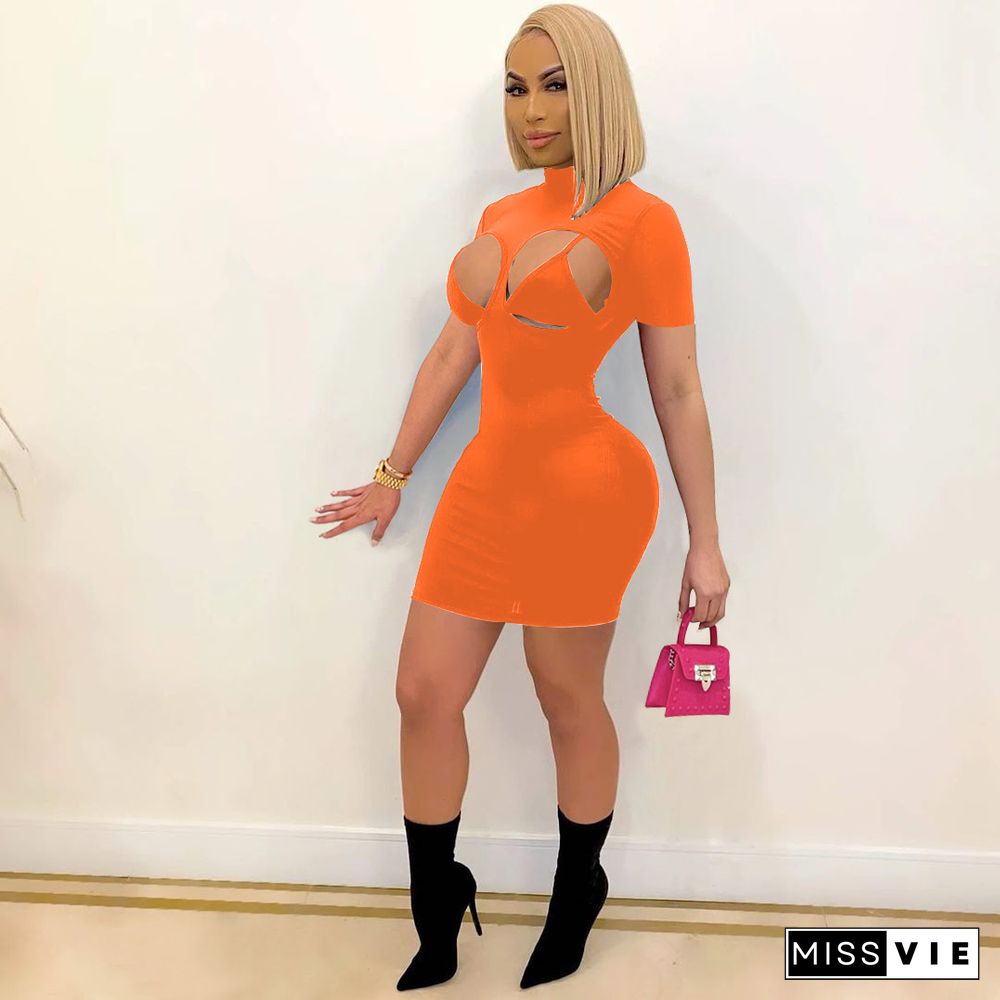 Short Sleeve Stretchy Bra Tops One Piece Dress Sets