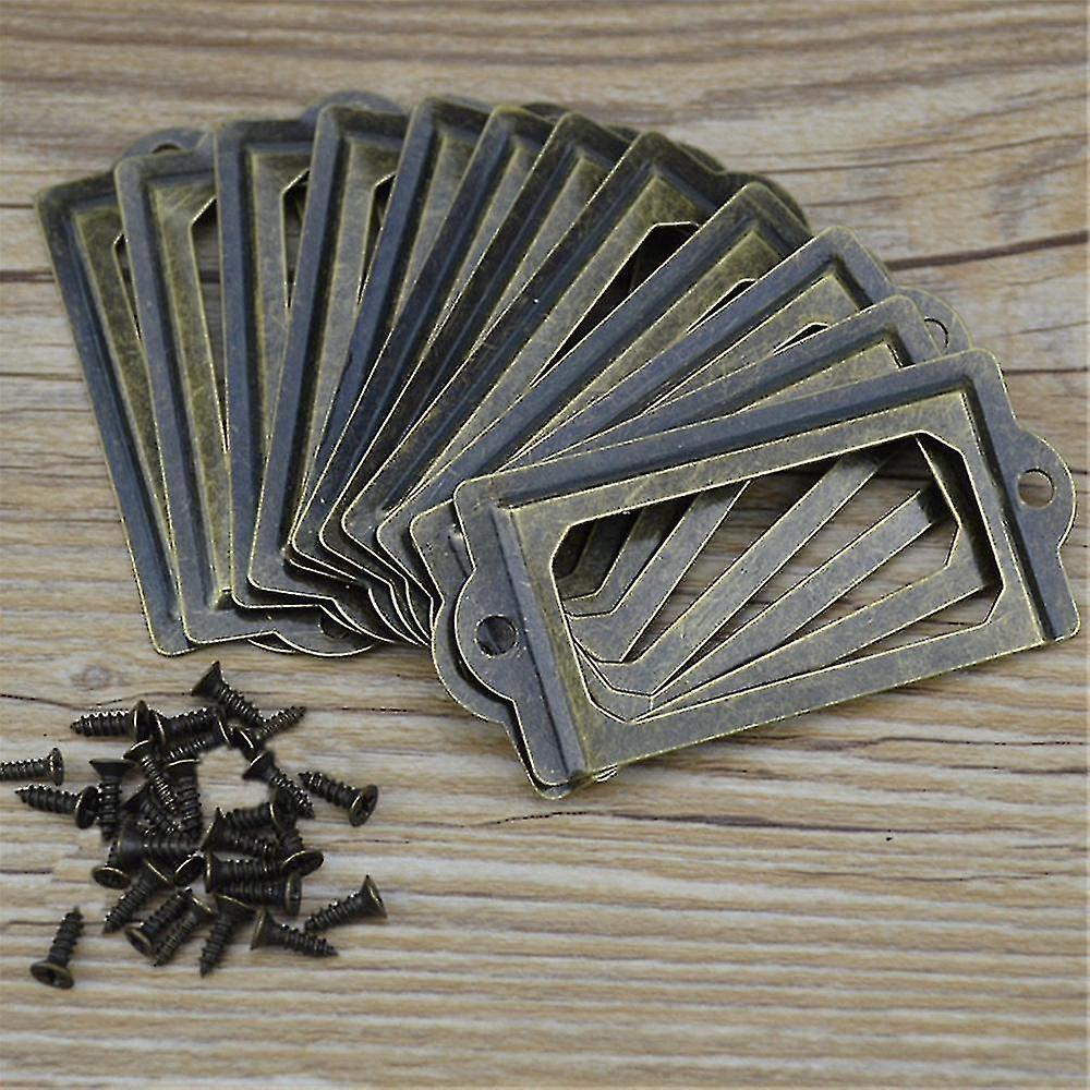 12pcs Metal Label Pull Frame File Holder Compatible With Furniture Cabi