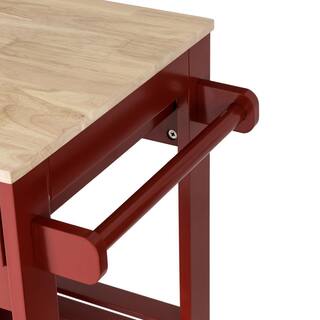 Glitzhome 34.25 in.H Red Wooden Basic Kitchen Island with 1 Drawer+1 Door+2 Tier 2000800009