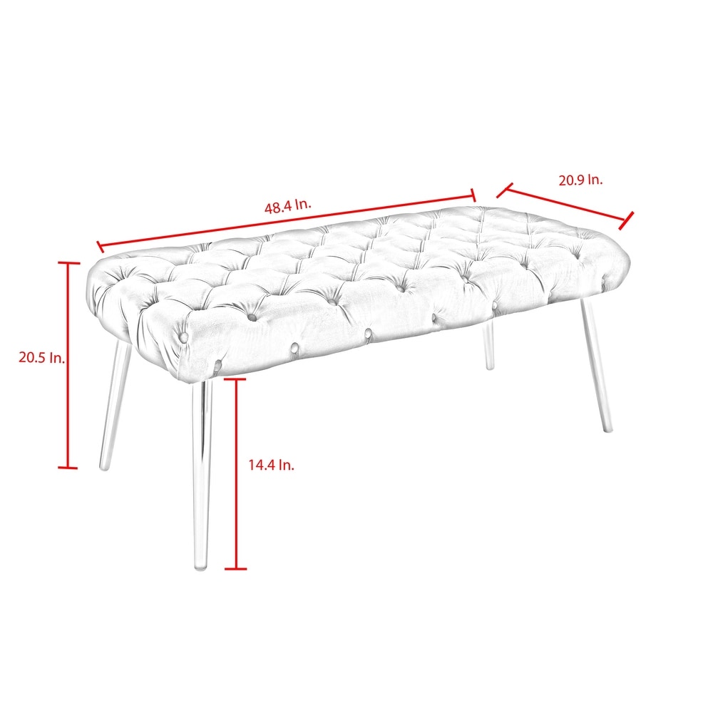 Nicole Miller Marshall Velvet Bench Metal Tapered Legs