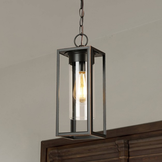 1 light Walker Hill Outdoor Clear Glass Pendant Oil Rubbed Bronze Eglo