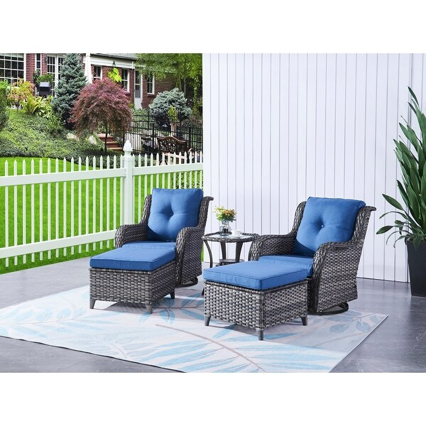 Pocassy 5Piece Outdoor Furniture Set，Swivel chairs with Ottomans