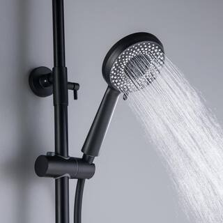 Tomfaucet 3-Spray Multi-Function Wall Bar Shower Kit with Tub Faucet in Matte Black TFB1161MB