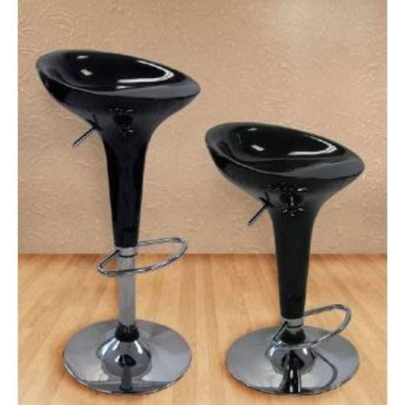 Set of 2 Ice Cream Scoop Style Barstools in Black - 17