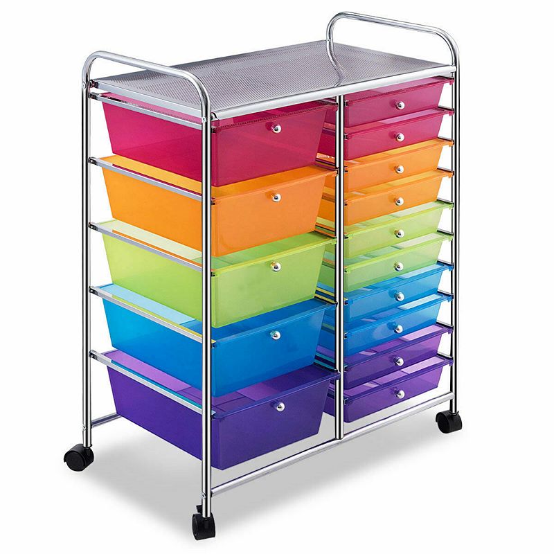 15-Drawer Utility Rolling Organizer Cart Multi-Use Storage